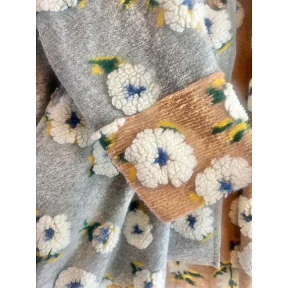 NEW DAVI & DANI Elegant Tan and Brown Flower Coat Hooded Buttons Women's Sz L - Picture 4 of 9